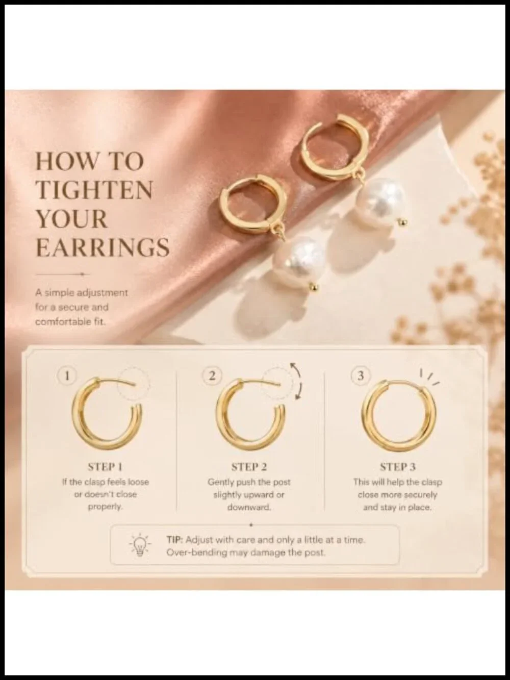 Natural Freshwater Baroque Pearl Drop Huggie Hoop Earrings 14K Gold Plated
